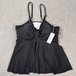 Beachsissi Tankini Swim Top Women's XL Black Adjustable Strap New Removable Pads